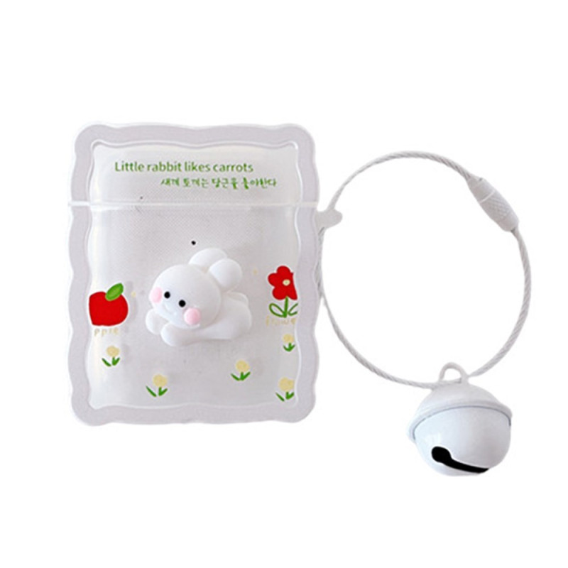 Coque AirPods 2 / 1 Design Lapin avec Pendentif Cloche