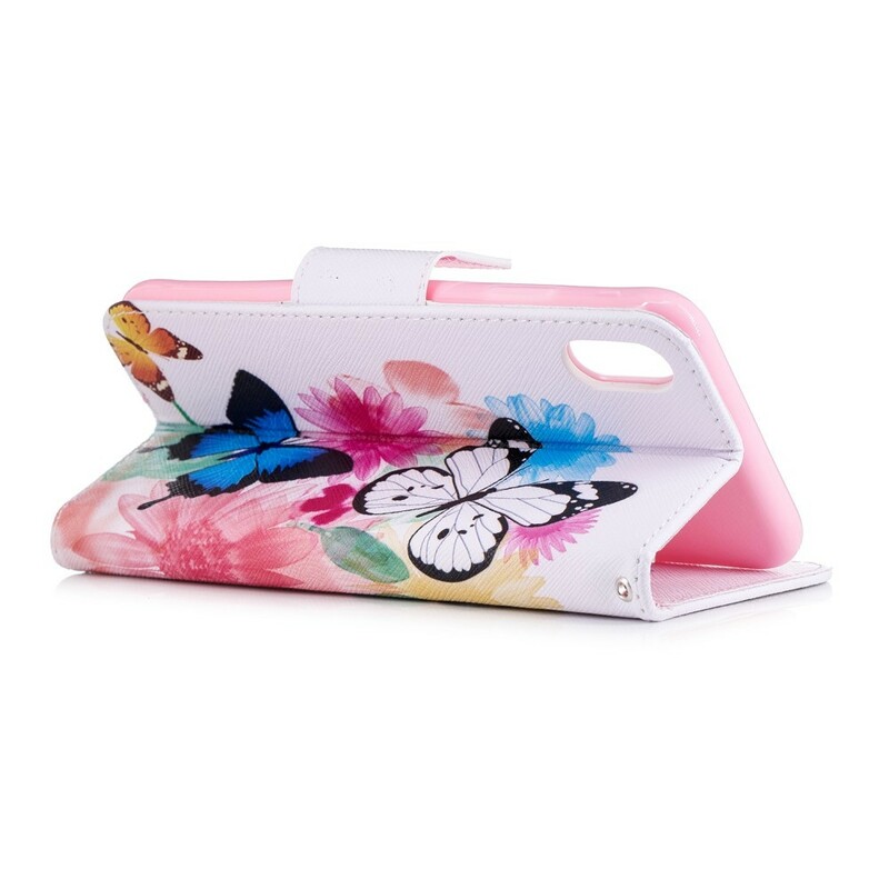 Housse iPhone XS Max Papillons et Fleurs Peints