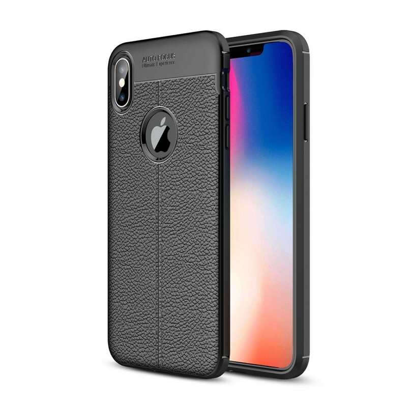 Coque iPhone XS Max Effet Cuir Litchi Double Line