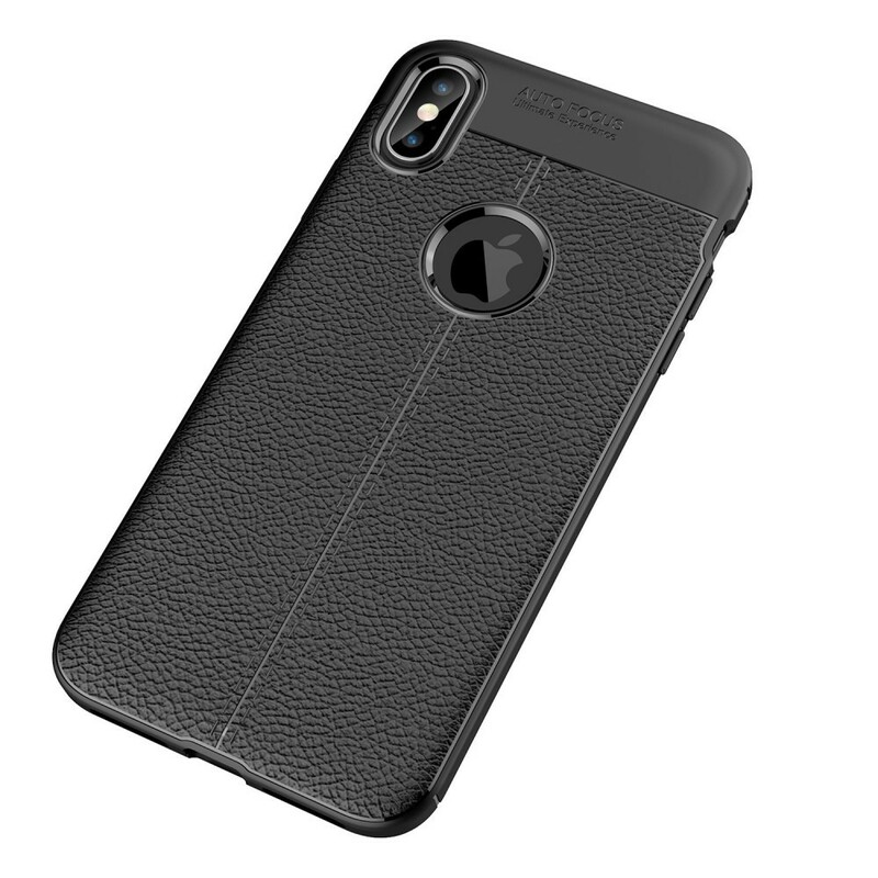 Coque iPhone XS Max Effet Cuir Litchi Double Line