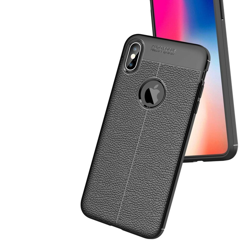 Coque iPhone XS Max Effet Cuir Litchi Double Line