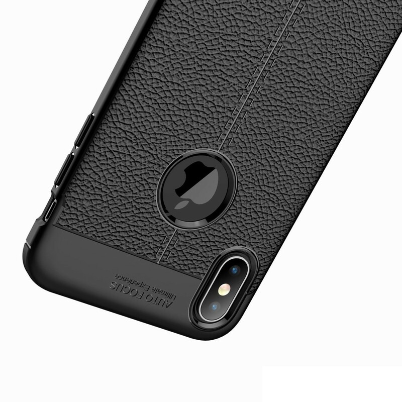 Coque iPhone XS Max Effet Cuir Litchi Double Line