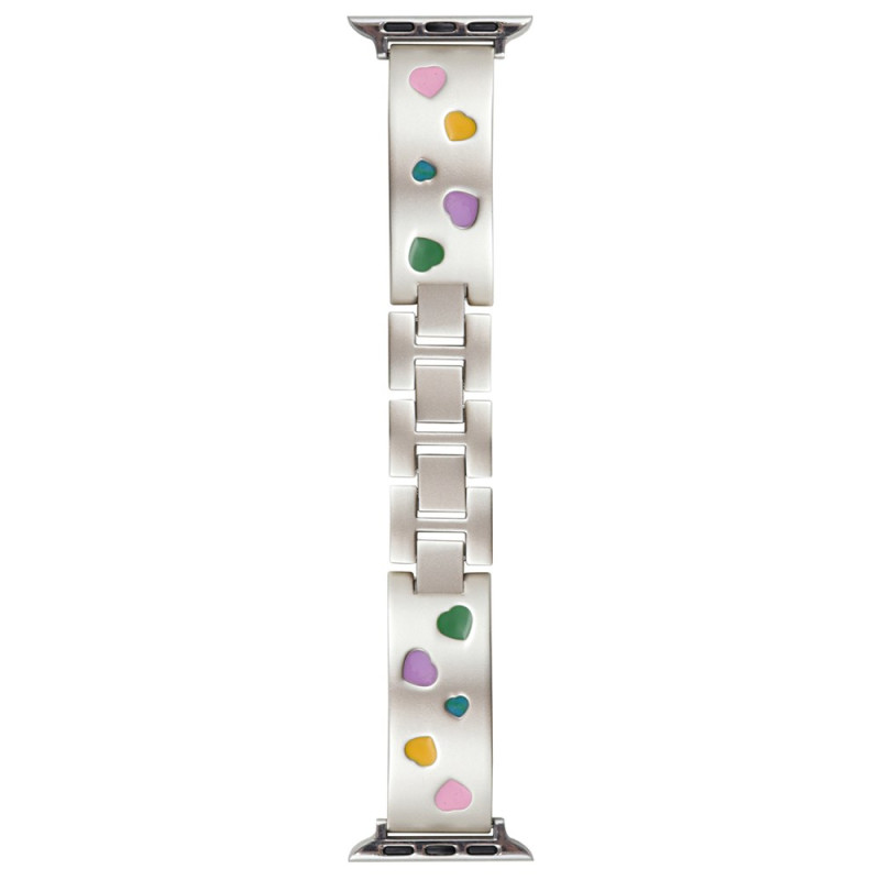 Bracelet Apple Watch Series 46mm à 42mm / SE / Ultra 49mm Métallique Motif Cœur
