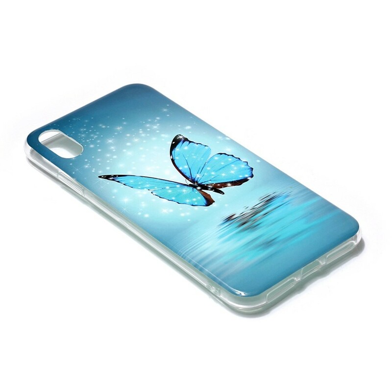 Coque iPhone XR Papillon Bleu Fluorescente