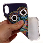 Coque iPhone XR Hibou Mandala Fluorescente