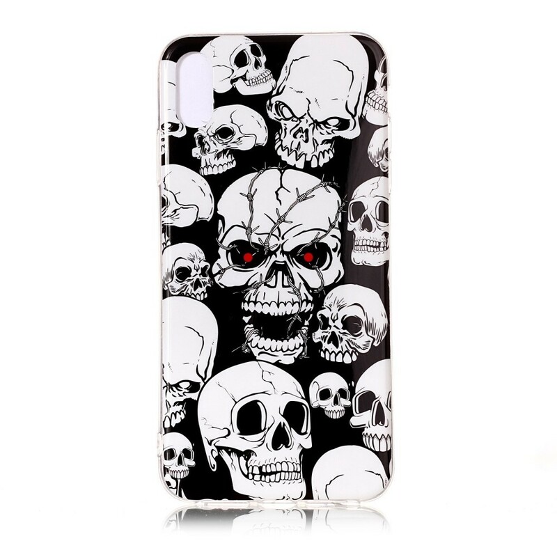 Coque iPhone XS Max Attention Têtes de Mort Fluorescente