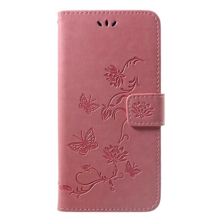 Housse Huawei P Smart Plus Papillons Et Fleurs À Lanière