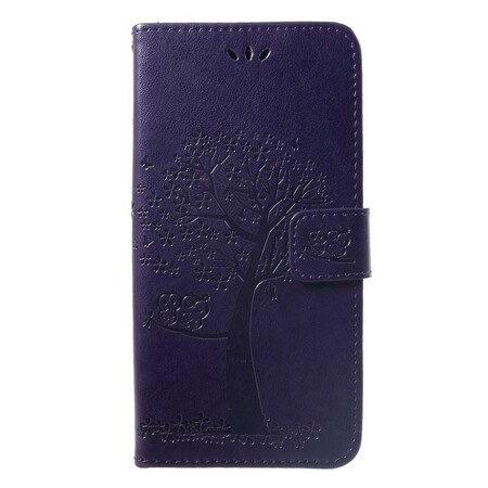 Housse Huawei P Smart Plus Arbre et Hiboux à Lanière