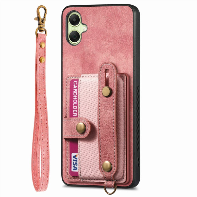 Coque Samsung Galaxy A06 Rétro Porte-Cartes Sécurisé et Lanière