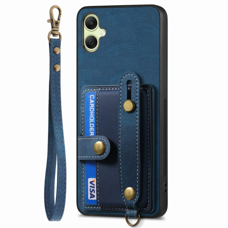 Coque Samsung Galaxy A06 Rétro Porte-Cartes Sécurisé et Lanière