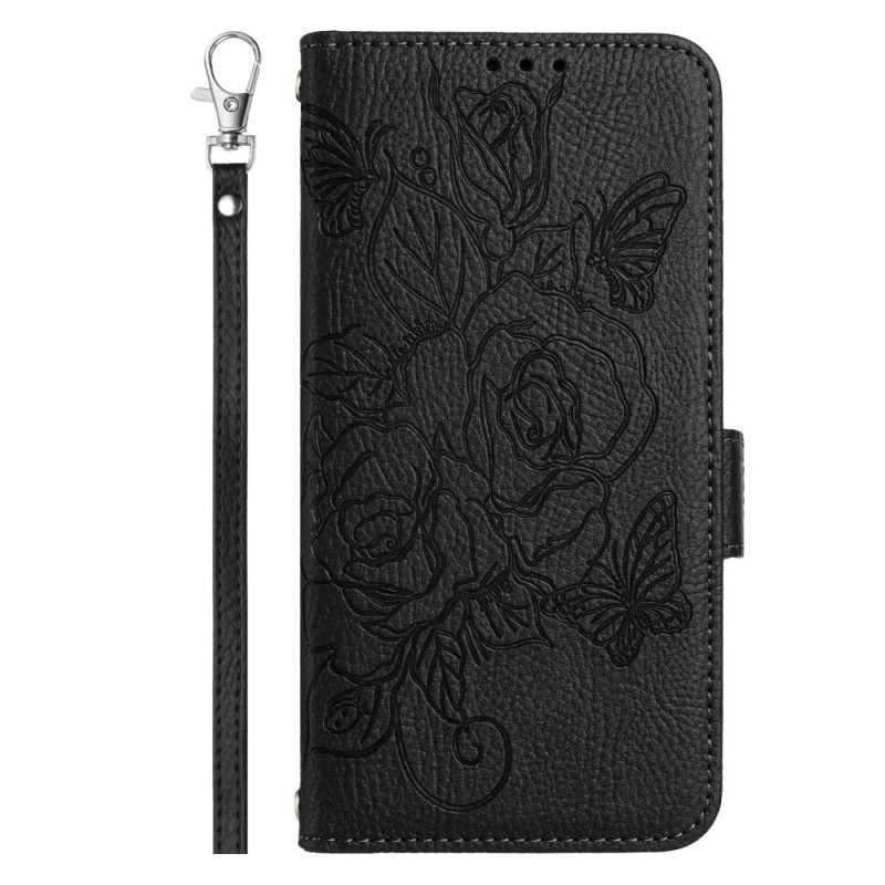 Housse Samsung Galaxy A06 Empreinte Florale et Blocage RFID