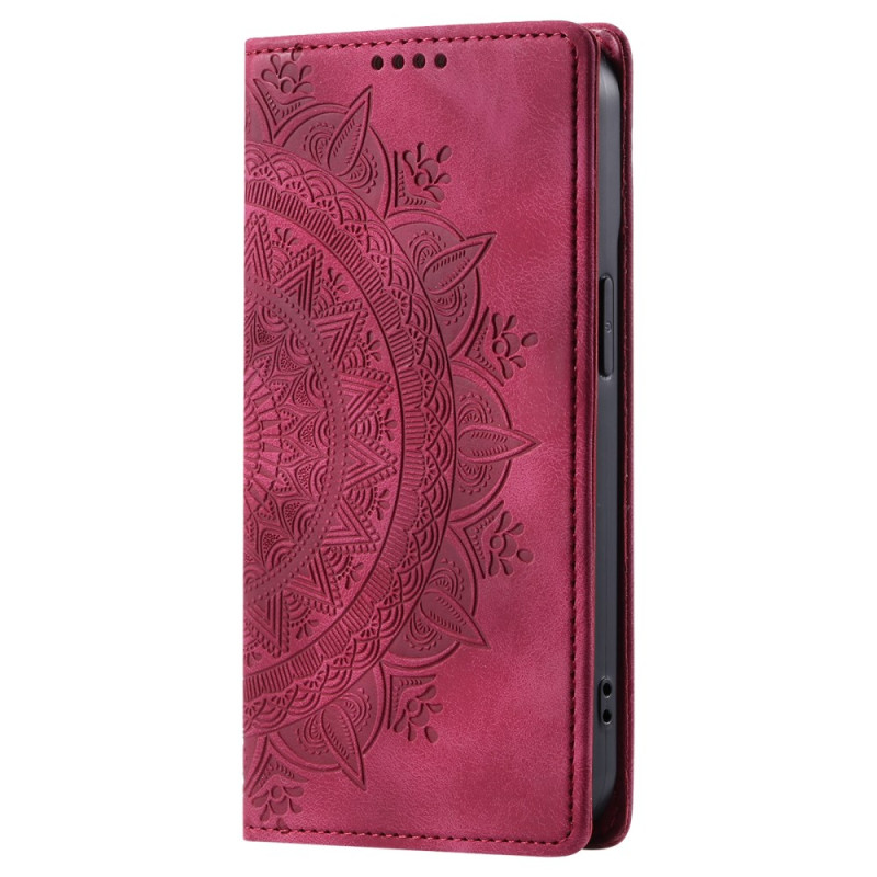 Flip Cover Samsung Galaxy S25 5G Effet Daim Motif Mandala