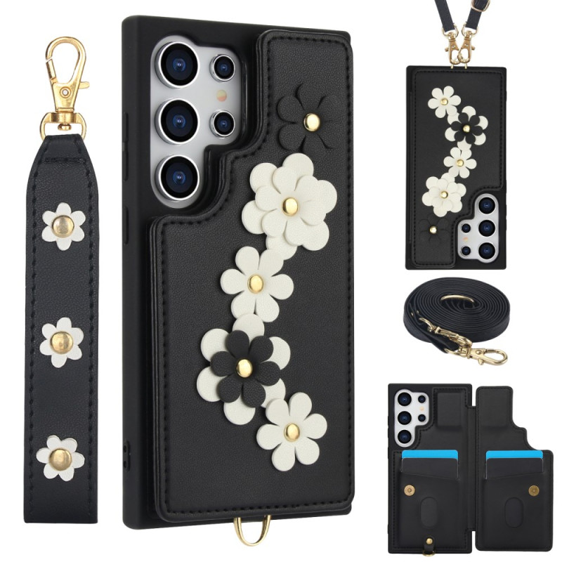 Coque Samsung Galaxy S25 Ultra 5G Porte-Cartes avec Lanière et Bandoulière