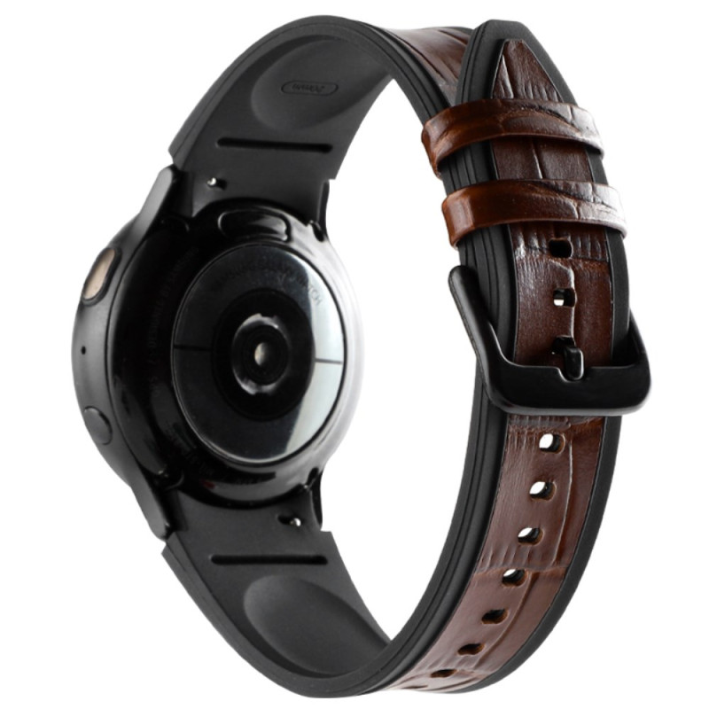 Bracelet Samsung Watch6/5/4/3 / Watch 42mm / Classic / Active / FE Gear Cuir Véritable et Silicone