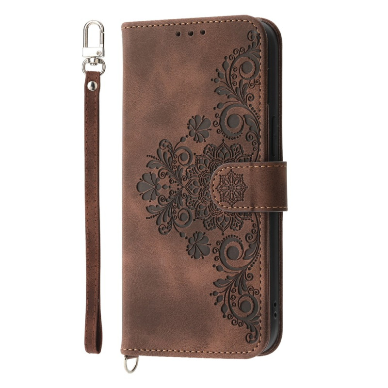 Housse Xiaomi Redmi Note 14 Pro 5G / Poco X7 Motif Dentelle avec Lanière et Bandoulière