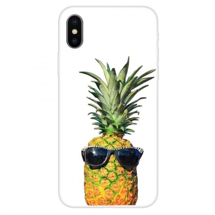 Coque iPhone XS Transparente Ananas à Lunettes
