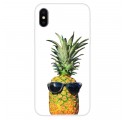Coque iPhone XS Transparente Ananas à Lunettes