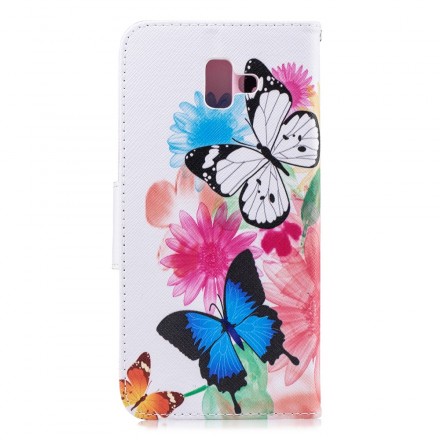 Housse Samsung Galaxy J6 Plus Papillons et Fleurs Peints
