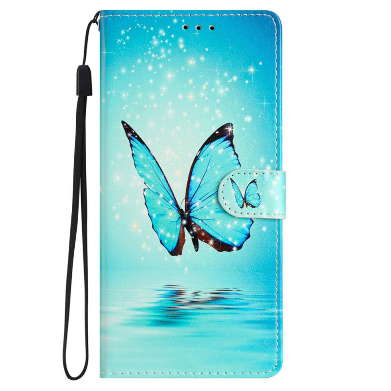 Housse Moto E14 Motif Papillons Bleus