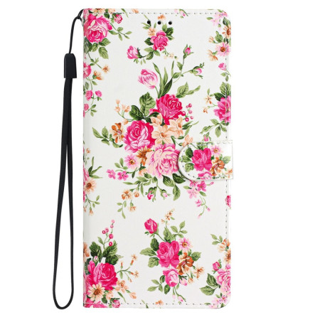 Housse Moto E14 Fleurs Rouges