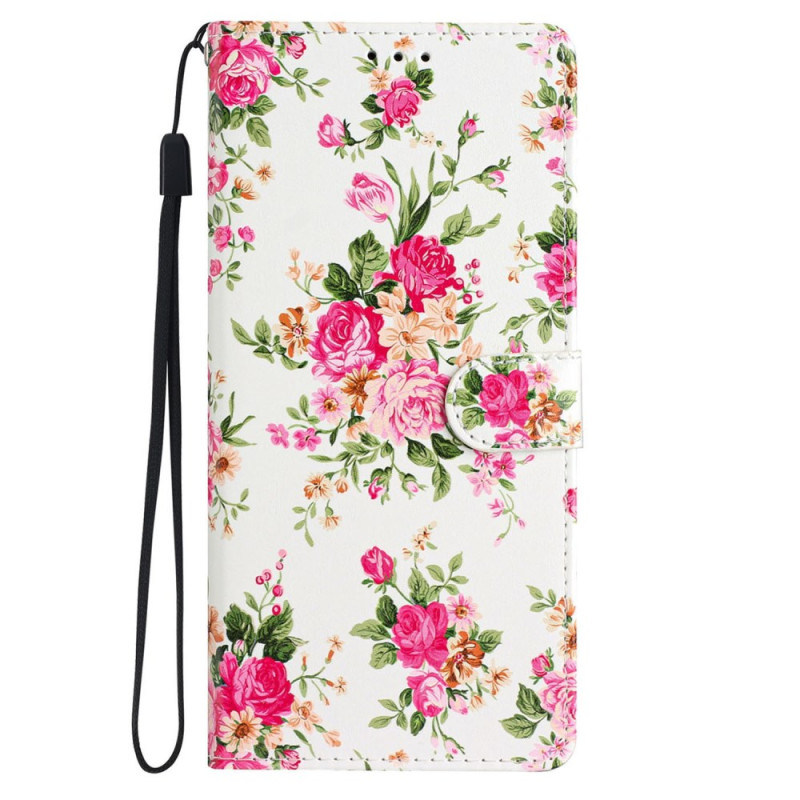 Housse Moto E14 Fleurs Rouges