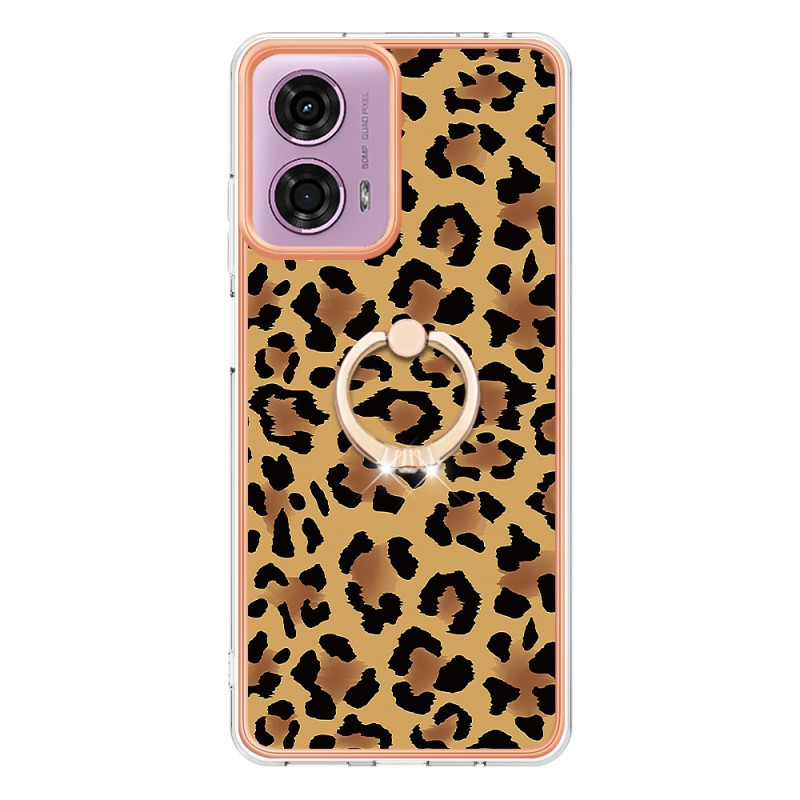 Coque Moto E14 Anneau-Support Motif Léopard