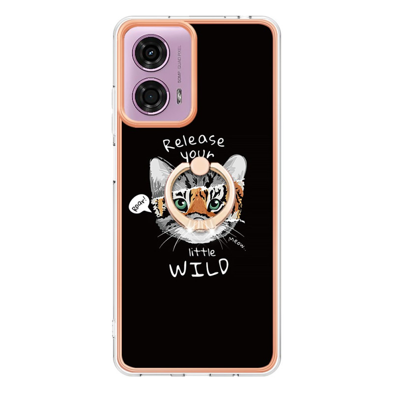 Coque Moto E14 Anneau-Support Motif Chat / Tigre