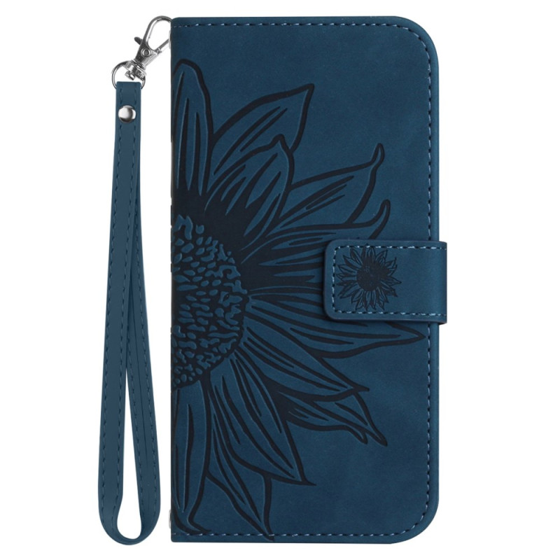 Housse Moto E14 Empreinte Tournesol à Lanière
