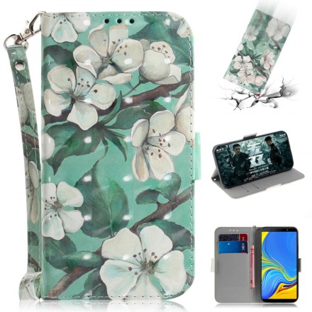 Housse Samsung Galaxy A7 Branche en Fleurs à Lanière Housse Samsung Galaxy A7 Branche en Fleurs à Lanière