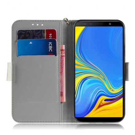 Housse Samsung Galaxy A7 Branche en Fleurs à Lanière Housse Samsung Galaxy A7 Branche en Fleurs à Lanière
