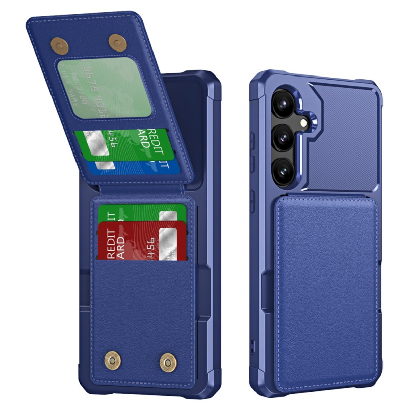 Coque Samsung Galaxy S25 5G Porte-Cartes et Support Effet Métal