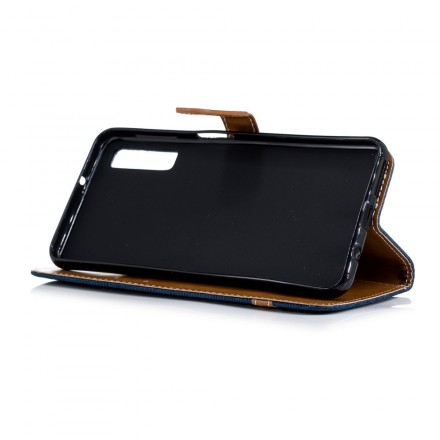 Housse Samsung Galaxy A7 Tissu et Effet Cuir à Lanière Housse Samsung Galaxy A7 Tissu et Effet Cuir à Lanière