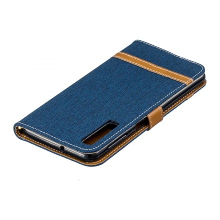 Housse Samsung Galaxy A7 Tissu et Effet Cuir à Lanière Housse Samsung Galaxy A7 Tissu et Effet Cuir à Lanière