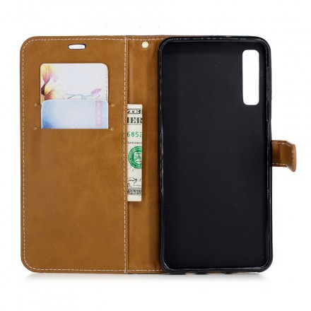 Housse Samsung Galaxy A7 Tissu et Effet Cuir à Lanière Housse Samsung Galaxy A7 Tissu et Effet Cuir à Lanière