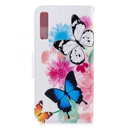Housse Samsung Galaxy A7 Papillons et Fleurs Peints Housse Samsung Galaxy A7 Papillons et Fleurs Peints