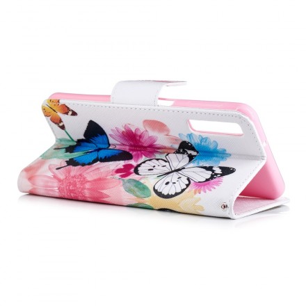 Housse Samsung Galaxy A7 Papillons et Fleurs Peints Housse Samsung Galaxy A7 Papillons et Fleurs Peints