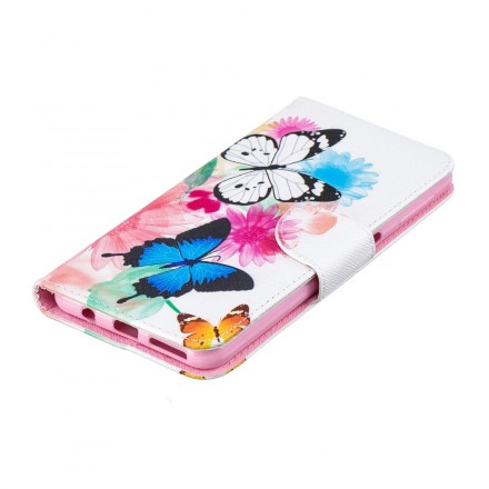 Housse Samsung Galaxy A7 Papillons et Fleurs Peints Housse Samsung Galaxy A7 Papillons et Fleurs Peints
