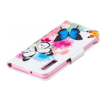 Housse Samsung Galaxy A7 Papillons et Fleurs Peints Housse Samsung Galaxy A7 Papillons et Fleurs Peints