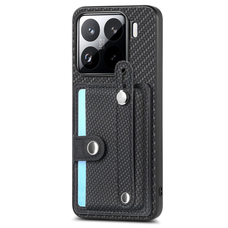 Coque pour Xiaomi 15 Fibre Carbone Porte-Cartse et Sangle