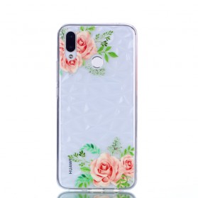 Coque Huawei P Smart Plus Texture Diamant et Fleurs