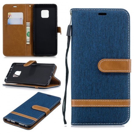 Housse Huawei Mate 20 Pro Tissu et Effet Cuir à Lanière Housse Huawei Mate 20 Pro Tissu et Effet Cuir à Lanière
