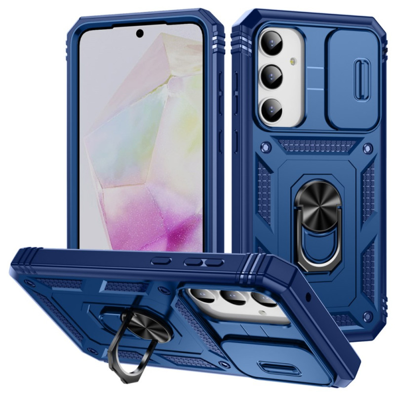 Coque Samsung Galaxy A55 5G Robuste avec Anneau-Support et Protecteur Objectif