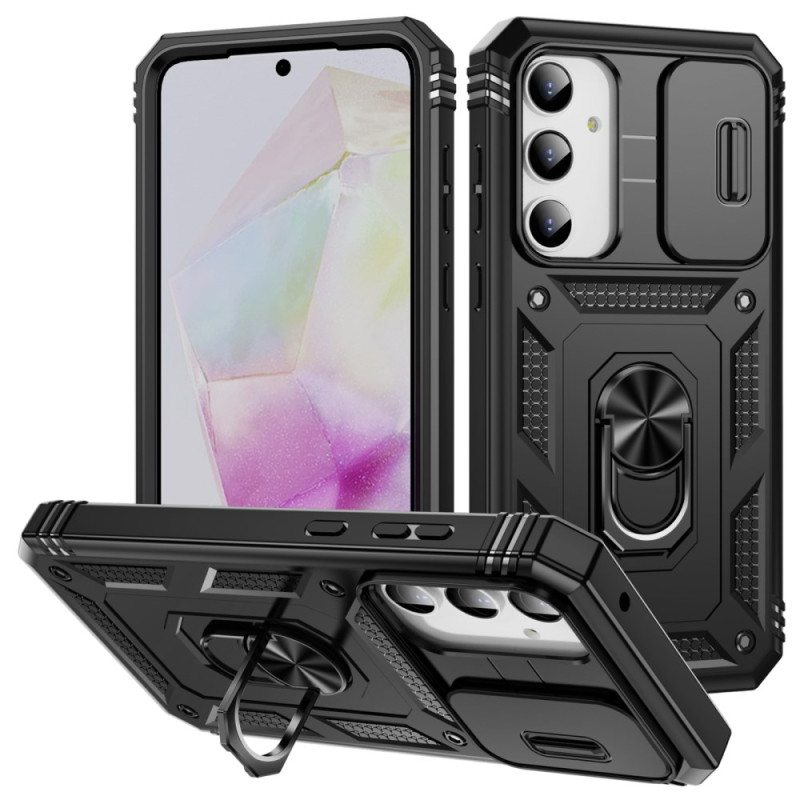 Coque Samsung Galaxy A55 5G Robuste avec Anneau-Support et Protecteur Objectif