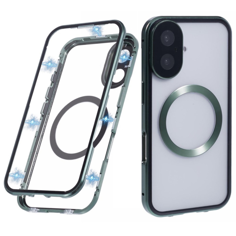 Coque iPhone 16 Verre Trempé Double Face et Cadre Métallique