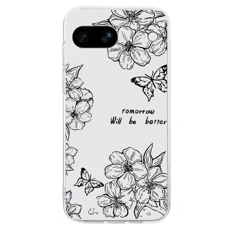 Coque Google Pixel 9A Dessin Papillon et Fleurs