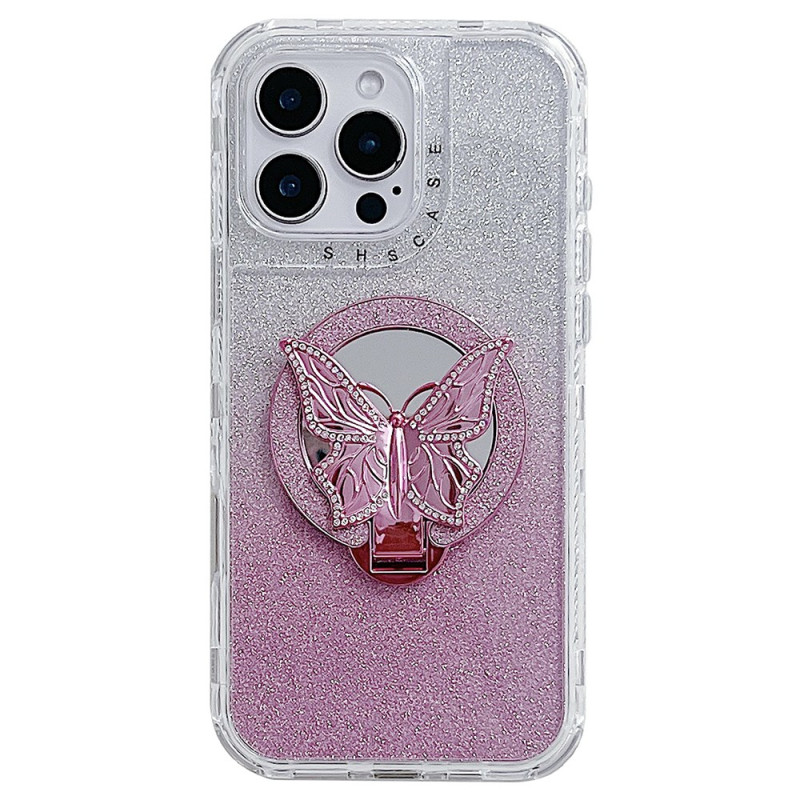 Coque iPhone 16 Pro Support Papillon et Miroir Intégré