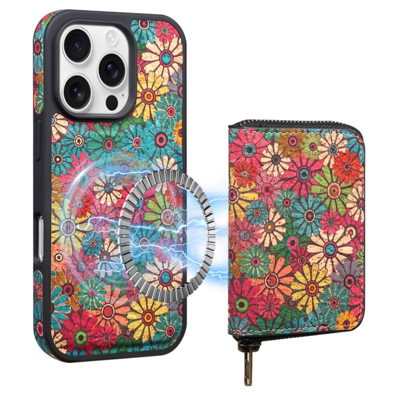 Coque iPhone 16 Pro Magnétique avec Portefeuille Zippé Détachable