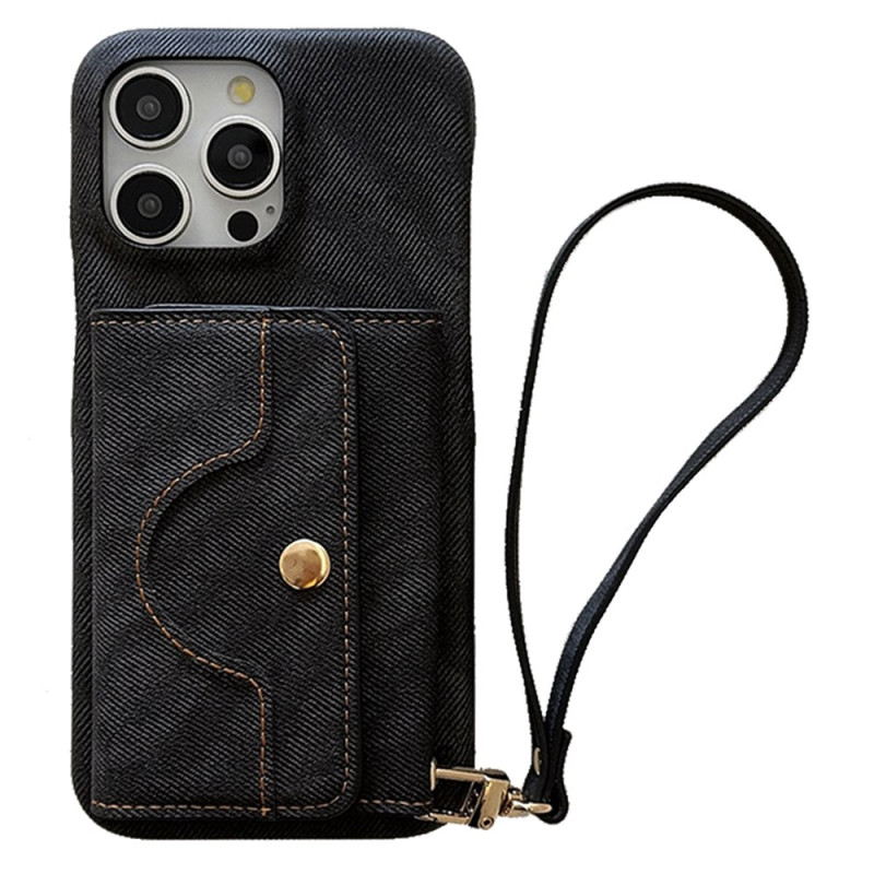 Coque iPhone 16 Pro Porte-Cartes et Miroir à Lanière