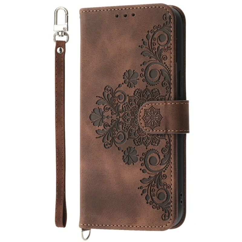 Housse Moto G35 5G Motif Floral avec Lanière et Bandoulière