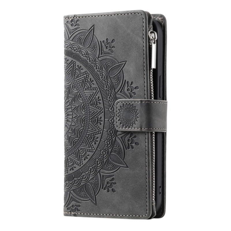 Housse Moto G35 5G Portefeuille Effet Daim Mandala